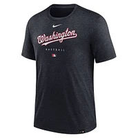 Men's Nike Heather Navy Washington Nationals Authentic Collection Early Work Tri-Blend Performance T-Shirt