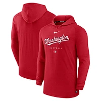 Men's Nike Heather Red Washington Nationals Authentic Collection Early Work Tri-Blend Performance Pullover Hoodie