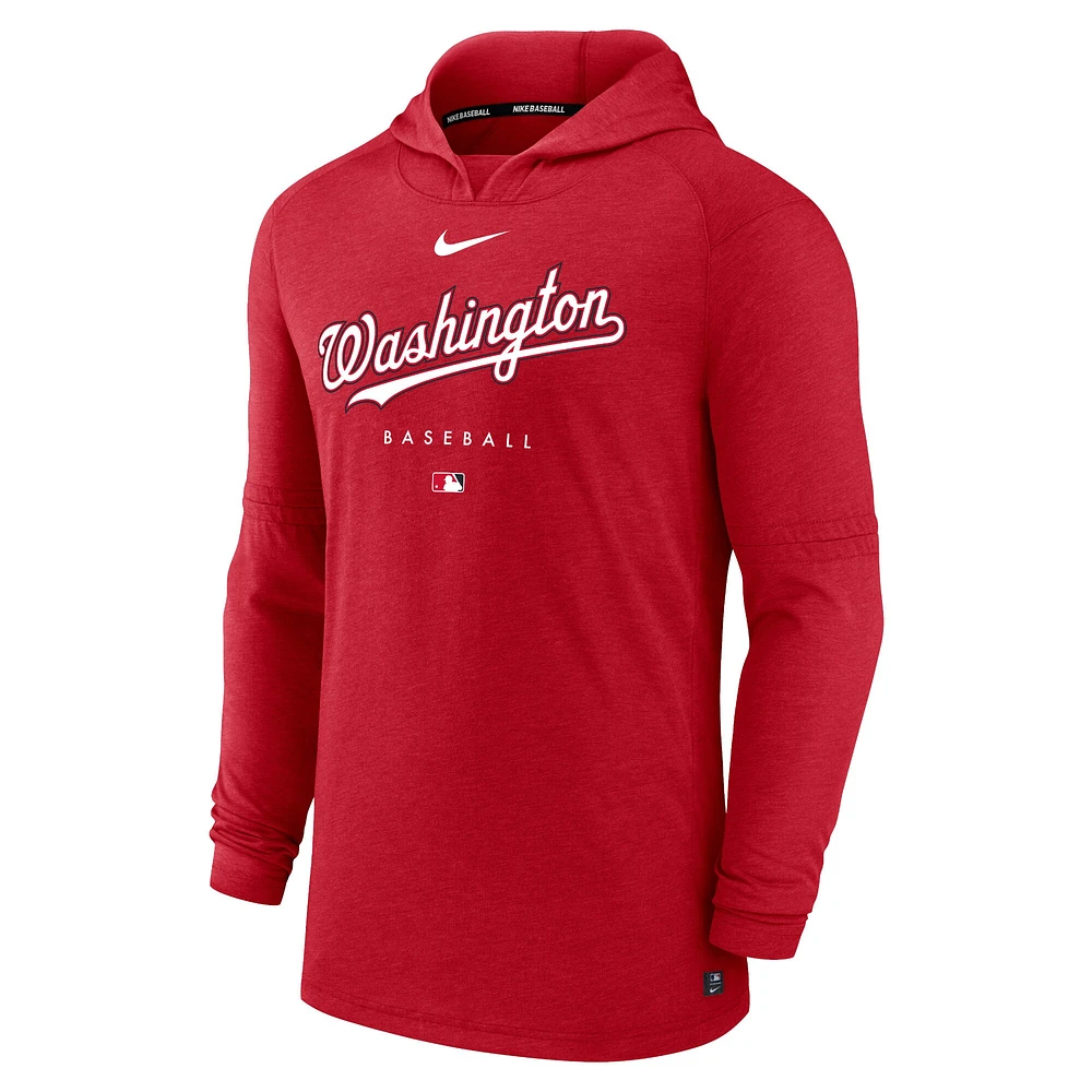 Sweat à capuche enfiler triple mélange Performance Nike Nationals de Washington pour homme, rouge chiné, collection Authentic Early Work homme