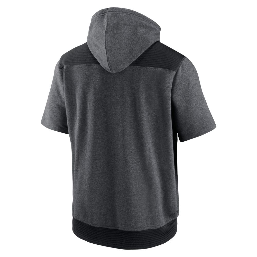 Men's Nike Heathered Charcoal/Black Washington Nationals Authentic Collection Dry Flux Performance Quarter-Zip Short Sleeve Hoodie