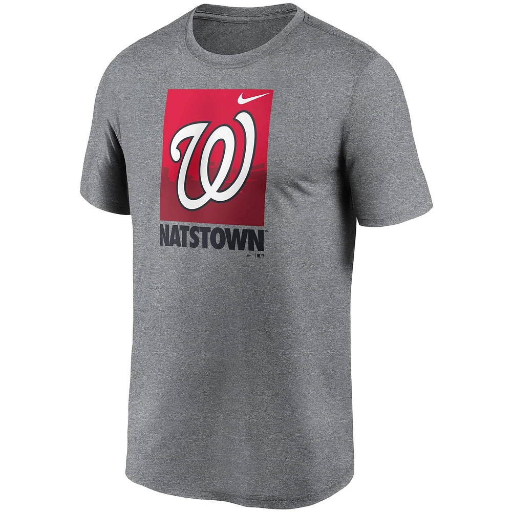 T-shirt à logo local des Washington Nationals Nike pour homme, gris chiné