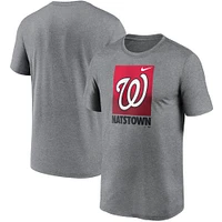 T-shirt à logo local des Washington Nationals Nike pour homme, gris chiné