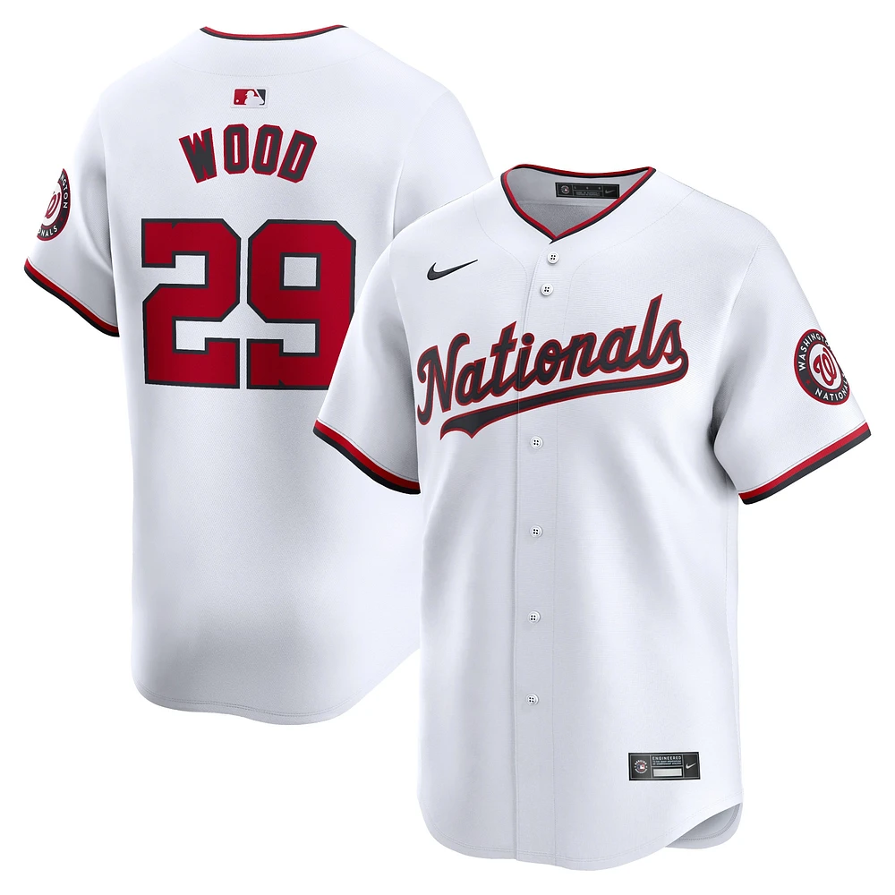 Maillot de joueur Nike James Wood blanc Washington Nationals Home Limited pour homme