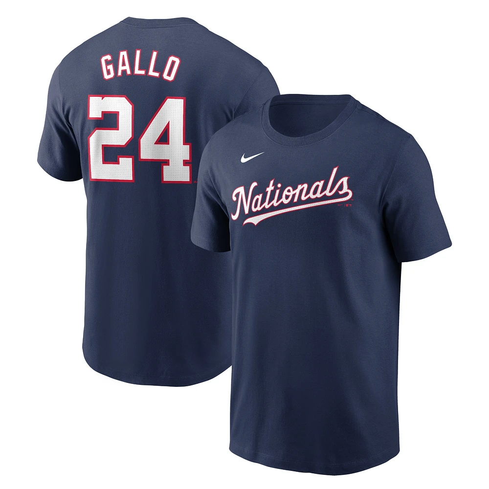 T-shirt avec nom et numéro Nike Joey Gallo pour hommes, bleu marine, Washington Nationals Fuse