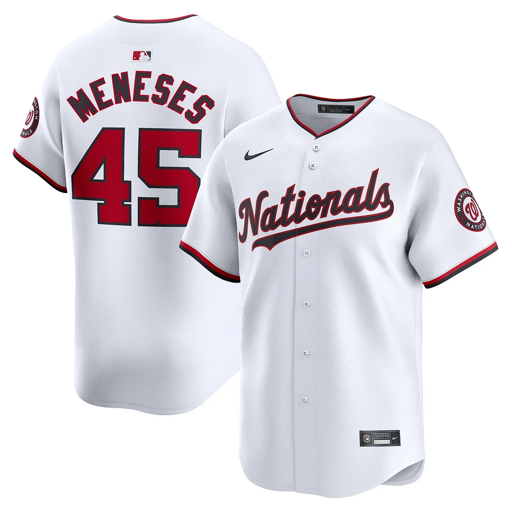 Maillot de joueur Nike Joey Meneses pour hommes, blanc, Washington Nationals, domicile limité