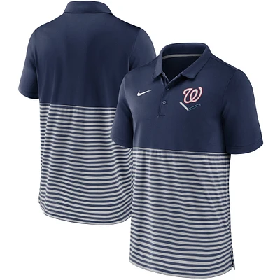 Polo rayé Nike pour hommes, bleu marine/gris, Washington Nationals Home Plate