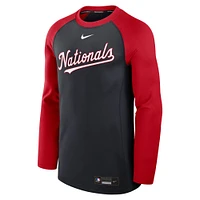 Men's Nike Navy/Red Washington Nationals Authentic Collection Game Time Raglan Performance Long Sleeve T-Shirt