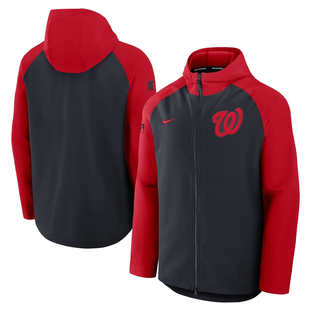 Men's Nike Navy/Red Washington Nationals Authentic Collection Raglan Performance Full-Zip Jacket