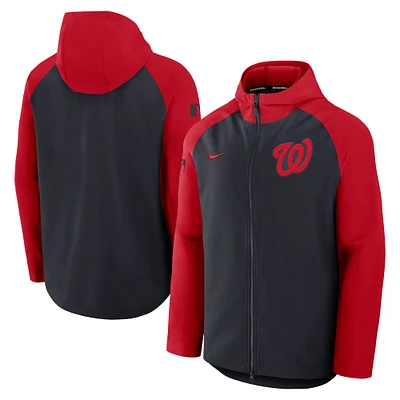 Men's Nike Navy/Red Washington Nationals Authentic Collection Raglan Performance Full-Zip Jacket