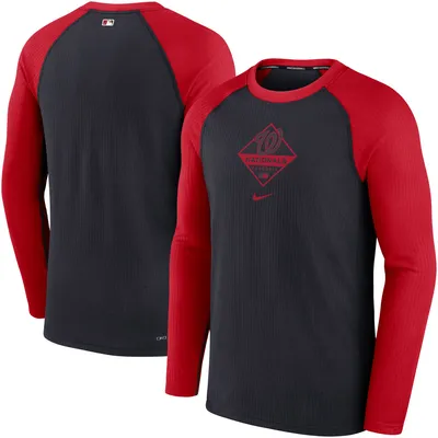 Men's Nike Red/Navy Atlanta Braves Game Authentic Collection Performance  Raglan Long Sleeve T-Shirt