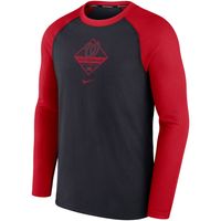 Men's Nike Navy/Red Washington Nationals Game Authentic Collection Performance Raglan Long Sleeve T-Shirt