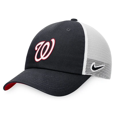 Casquette de camionneur légère non structurée et réglable Nike pour hommes, bleu marine/blanc, Washington Nationals Heritage86