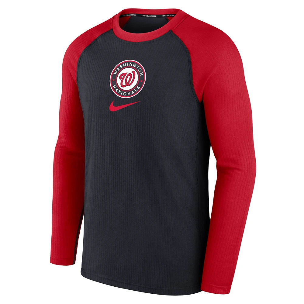 Men's Nike Navy Washington Nationals Authentic Collection Game Raglan Performance Long Sleeve T-Shirt