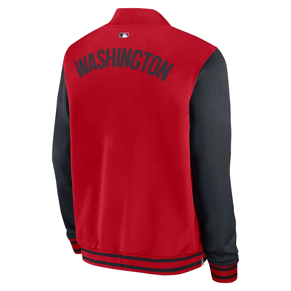 Men's Nike Red/Navy Washington Nationals Authentic Collection Dugout Full-Zip Bomber Jacket