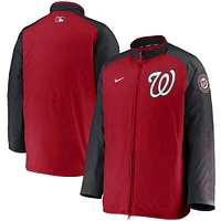 Veste entièrement zippée Nike rouge/marine Washington Nationals Authentic Collection Dugout pour homme