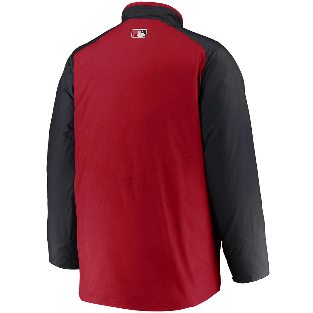 Veste entièrement zippée Nike rouge/marine Washington Nationals Authentic Collection Dugout pour homme