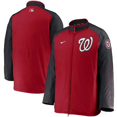 Veste entièrement zippée Nike rouge/marine Washington Nationals Authentic Collection Dugout pour homme