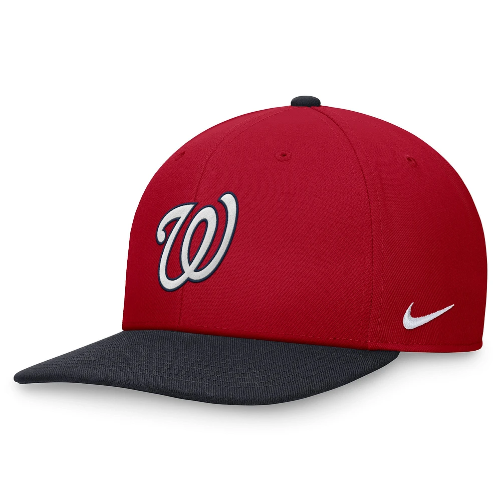 Casquette Nike à visière bicolore rouge/bleu marine pour homme des Washington Nationals