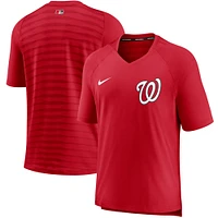 T-shirt à col en V Nike Red Washington Nationals Authentic Collection pour hommes