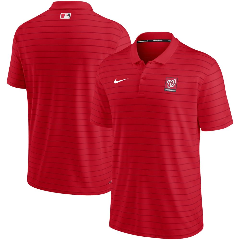 Men's Nike Red Washington Nationals Authentic Collection Striped Performance Pique Polo