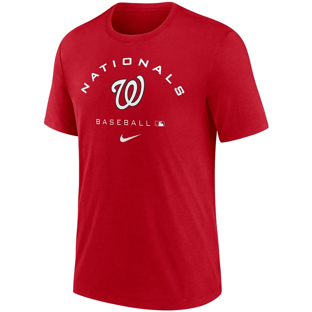 T-shirt de performance à trois mélanges Nike Nationals Washington Authentic Collection rouge pour homme