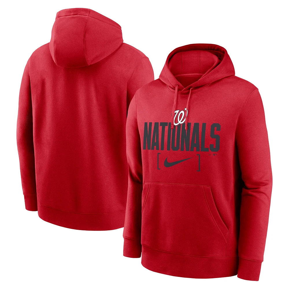 Sweat à capuche Nike rouge Washington Nationals Club Slack pour homme