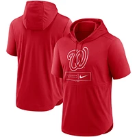 Haut à capuche léger manches courtes Nike Red Washington Nationals Lockup Performance pour homme