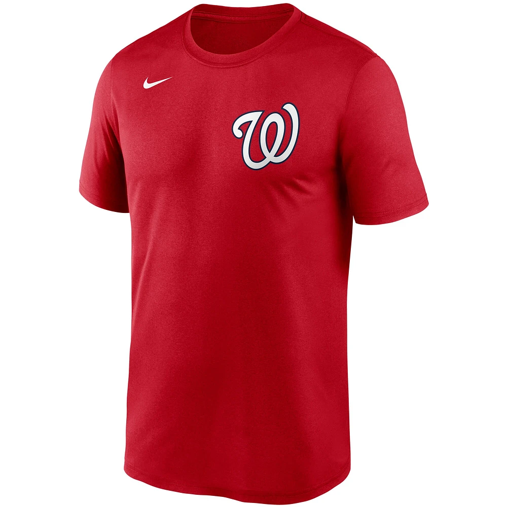 T-shirt Nike rouge Washington Nationals Wordmark Legend Performance pour homme