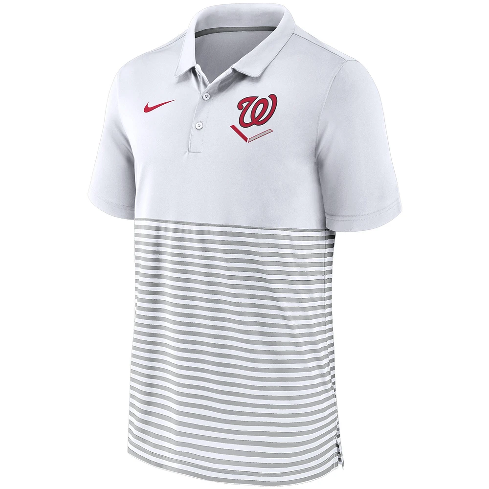 Polo rayé Nike blanc/gris pour homme Washington Nationals Home Plate