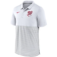 Men's Nike White/Gray Washington Nationals Home Plate Striped Polo