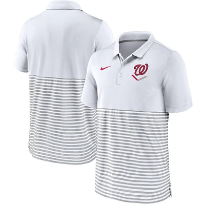 Polo rayé Nike blanc/gris pour homme Washington Nationals Home Plate