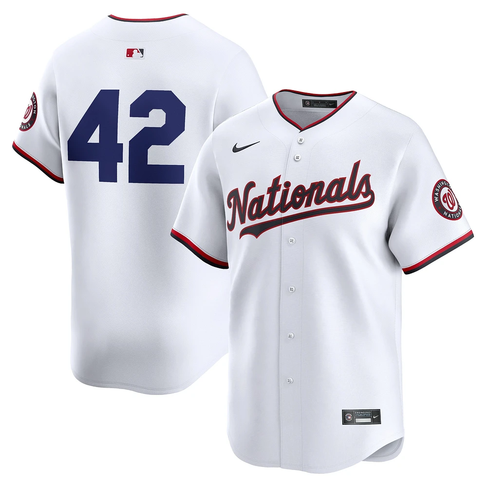 Maillot Nike blanc Washington Nationals 2024 Jackie Robinson Day Home Limited pour homme