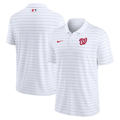 Polo Performance à rayures Victory Collection Authentic des Washington Nationals Nike pour homme - Blanc