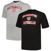 T-shirt pour homme Profile noir/gris chiné Nationals de Washington Big & Tall Combo Pack