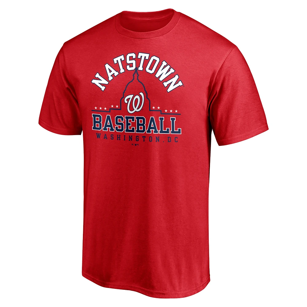 T-shirt rouge pour homme avec logo de la ville natale des Nationals Washington