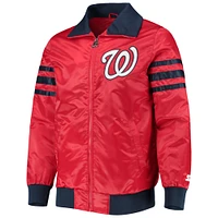 Men's Starter Red Washington Nationals The Captain II Full-Zip Varsity Jacket