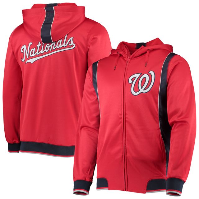 Sweat à capuche entièrement zippé rouge/bleu marine de l'équipe des Washington Nationals Stitches