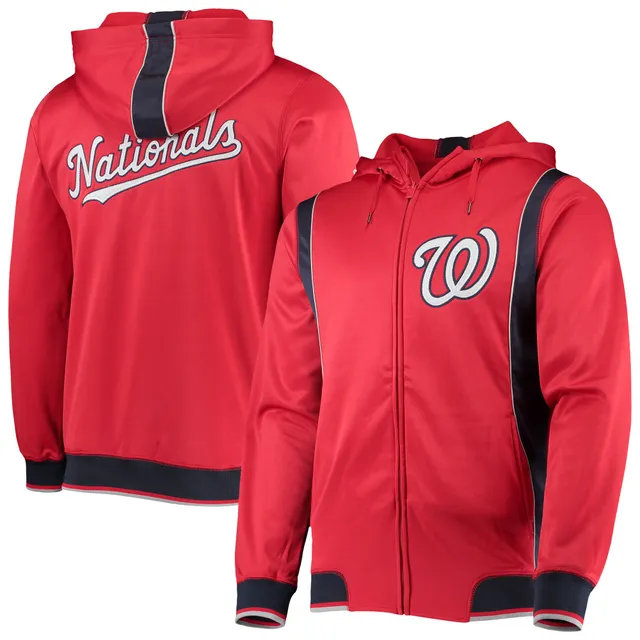Men's Stitches Red Washington Nationals Button-Down Raglan Fashion Jersey Size: Large