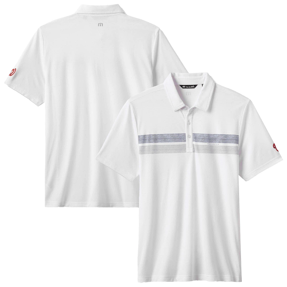 Polo tri-blend blanc Top Recruit des Nationals de Washington pour homme TravisMathew