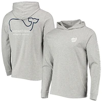 Men's Vineyard Vines Heathered Gray Washington Nationals Logo Hoodie Long Sleeve T-Shirt