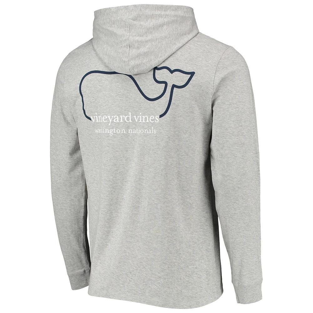Men's Vineyard Vines Heathered Gray Washington Nationals Logo Hoodie Long Sleeve T-Shirt