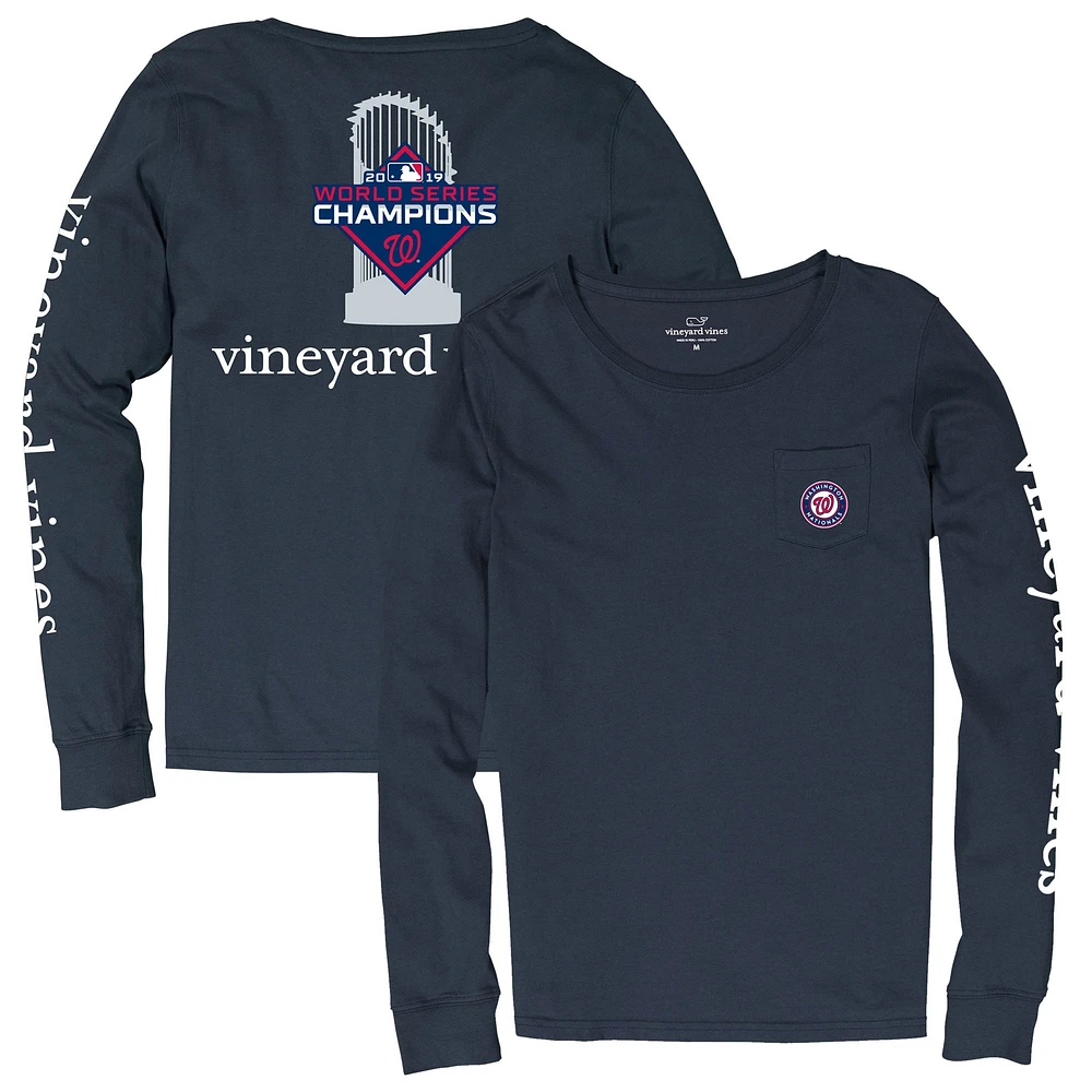 Men's Vineyard Vines Navy Washington Nationals 2019 World Series Champions Long Sleeve T-Shirt