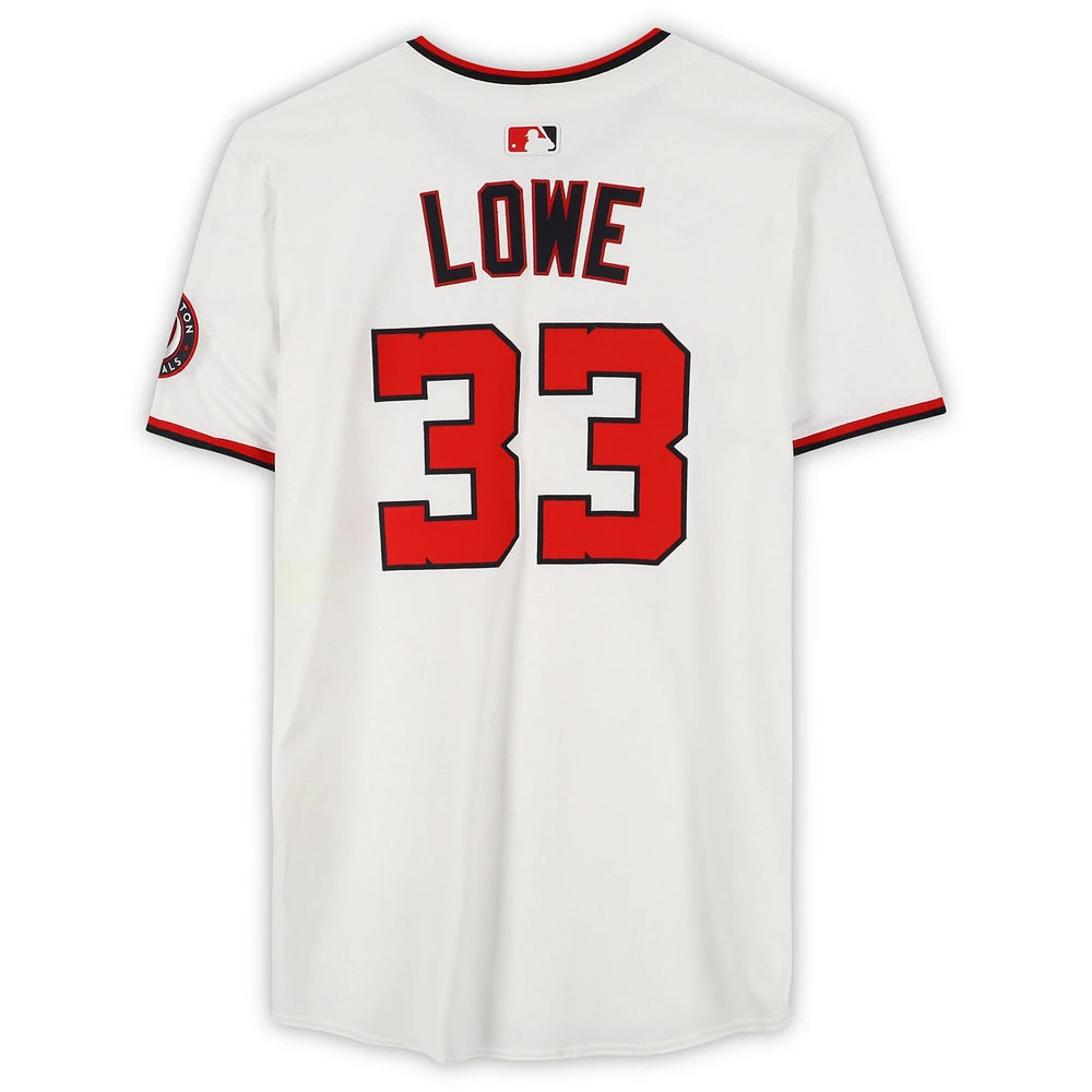 Nathaniel Lowe Washington Nationals Game-Used #33 White Nike Jersey vs. Philadelphia Phillies on March 27, 2025