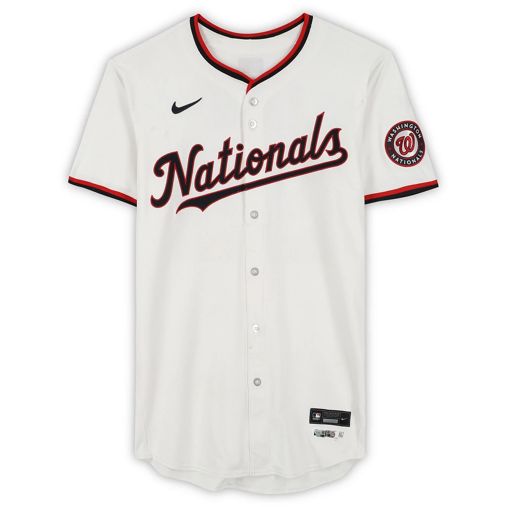 Nathaniel Lowe Washington Nationals Game-Used #33 White Nike Jersey vs. Philadelphia Phillies on March 27, 2025