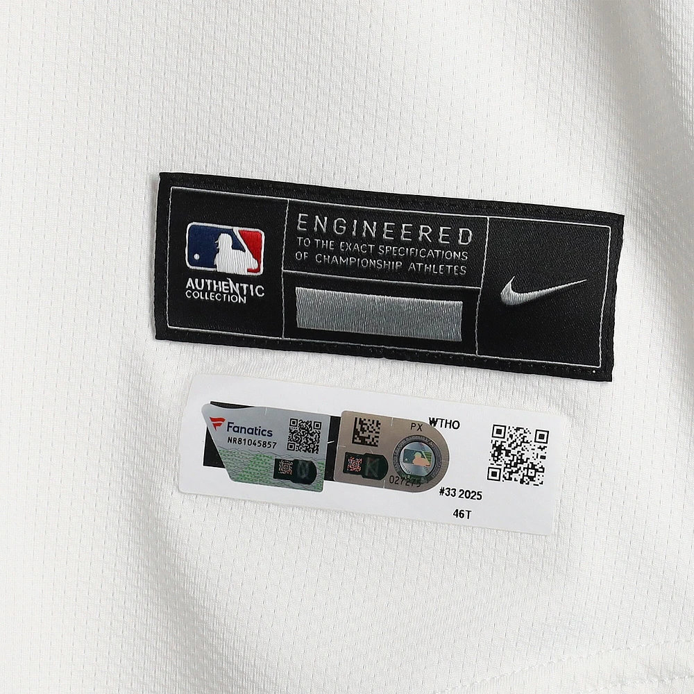 Nathaniel Lowe Washington Nationals Game-Used #33 White Nike Jersey vs. Philadelphia Phillies on March 27, 2025