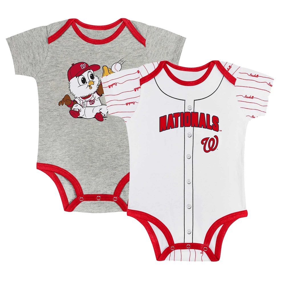 Newborn & Infant Gray/White Washington Nationals Two-Pack Play Ball Bodysuit Set