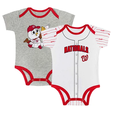 Newborn & Infant Gray/White Washington Nationals Two-Pack Play Ball Bodysuit Set