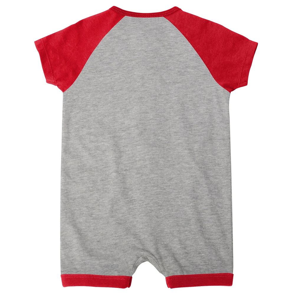 Newborn & Infant Heather Gray Washington Nationals Extra Base Hit Raglan Full-Snap Romper