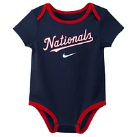 Ensemble de trois bodys Nike Washington Nationals pour nouveau-nés et nourrissons