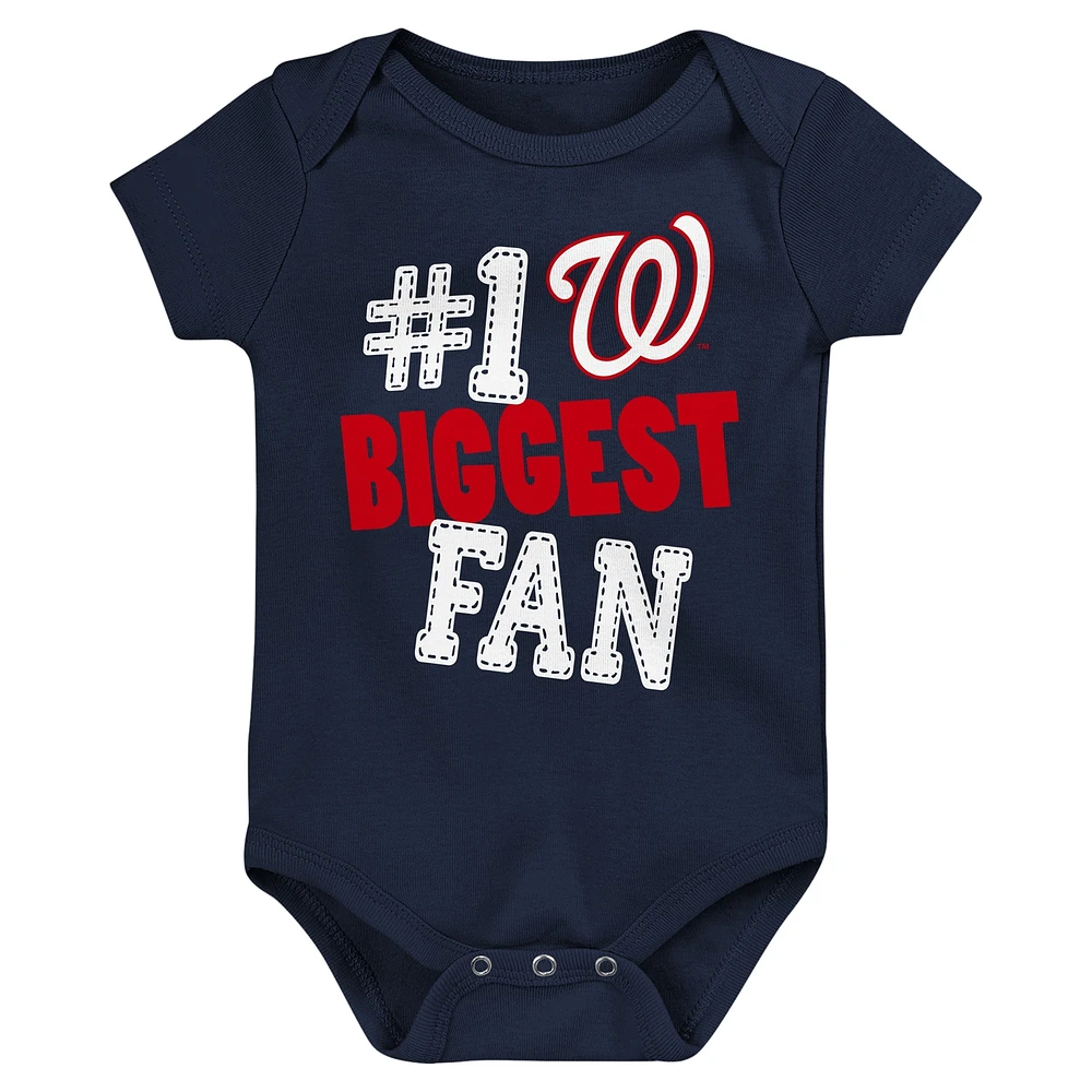 Ensemble de 3 bodies fanion pour nouveau-né et bébé des Washington Nationals